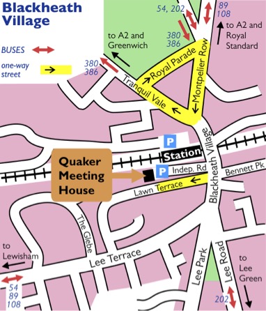 Map of Quaker Meeting House in Blackheath